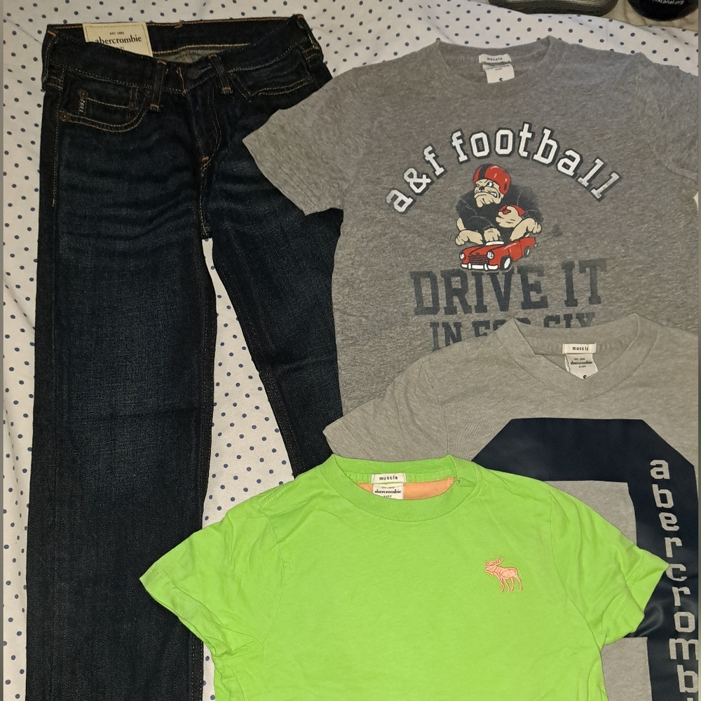 Boys Abercrombie Bundle Sz 8 NEW jeans and 3 shirts, 4 piece lot